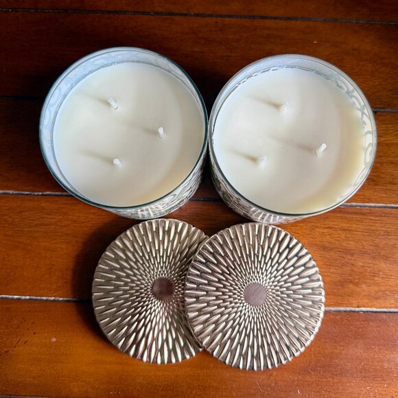 NEW 2-Pc BACKYARD HONEYSUCKLE 3-Wick 14.5 oz Candles Bath & Body Works - Picture 2 of 4